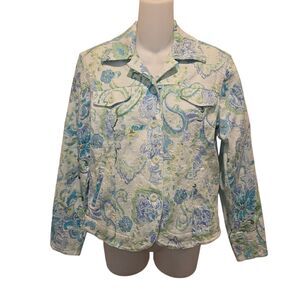 Coldwater Creek Vintage Paisley Jaquard Teill Jacket Size Petite Small Ps
